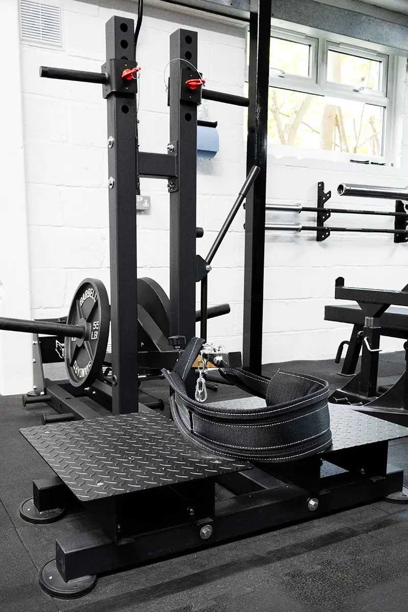 Belt squat machine at Sportive Tricks gym, Tonbridge
